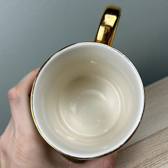 Anthropologie x Rifle Paper Co T Initial Mug Boho Floral Blue Coffee Cup Anthro - Picture 4 of 12